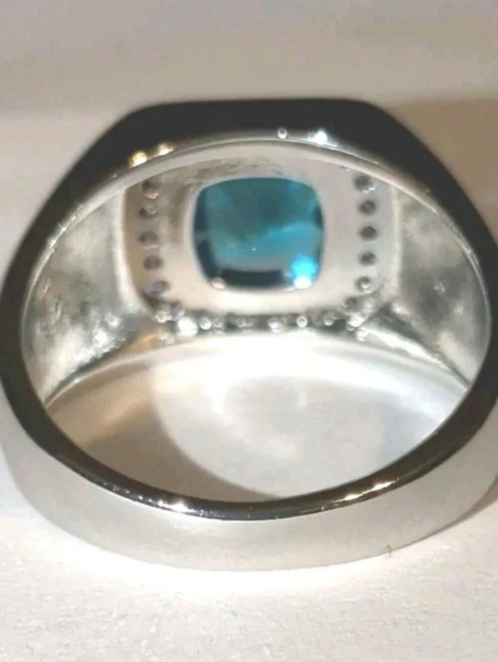 Classic Bright Men's Lab-Created Diamond Topaz Ring with Golden Accents